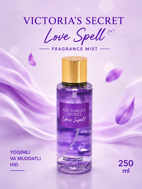 Parfyumlangan tana spreyi suvi Victoria's Secret Spreyi Aqua Kiss Rush, Shimmer, 250 ml