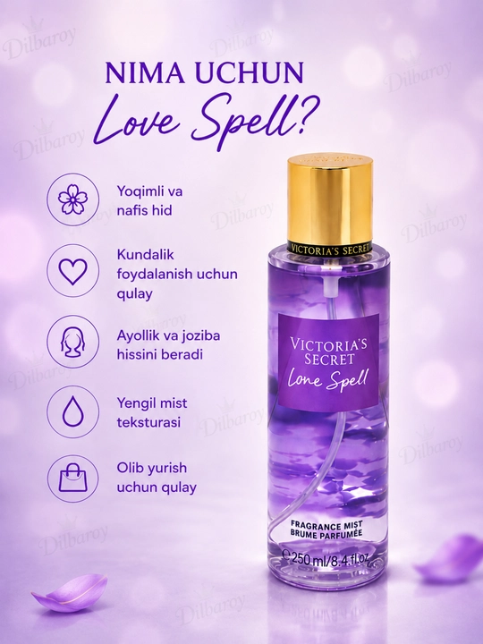 Parfyumlangan tana spreyi suvi Victoria's Secret Spreyi Aqua Kiss Rush, Shimmer, 250 ml