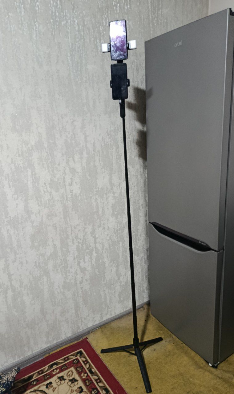 Shtativ telefon, 180 sm 4 tasi 1 da, 2ta LED chiroq & Bluetooth: monopod, selfi tayoqchasi