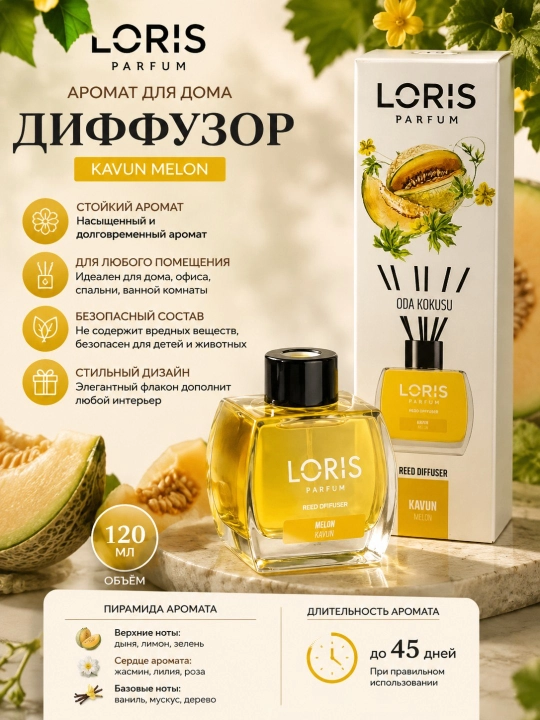 Uy uchun Loris Parfum aromadiffuzori, 120 ml, tetiklashtiruvchi asvijitil - 