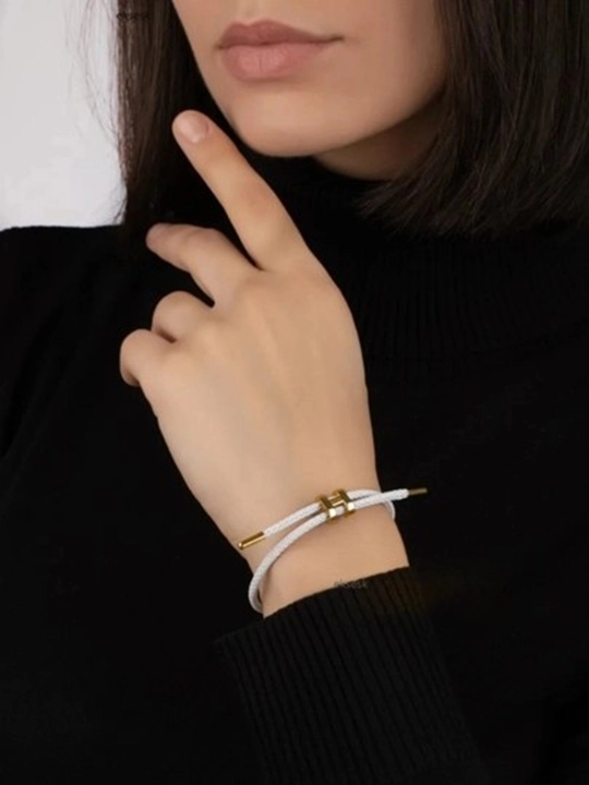 Браслет женский, с буквой «H», черный плетеный шнурок, бижутерия