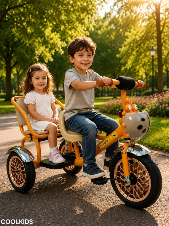 Ikkita o’rindiqli uch g’ildirakli velosiped, 1-6 yoshdagi bolalar uchun, EVA g’ildiraklar