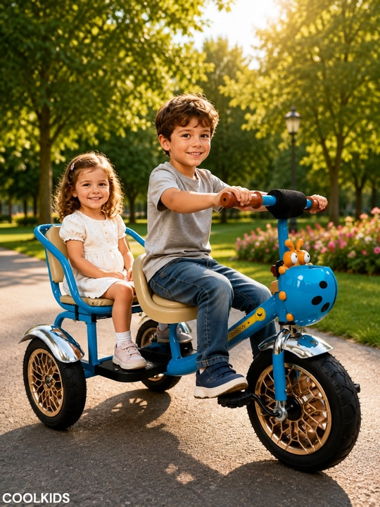 Ikkita o’rindiqli uch g’ildirakli velosiped, 1-6 yoshdagi bolalar uchun, EVA g’ildiraklar
