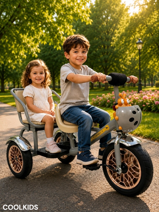 Ikkita o’rindiqli uch g’ildirakli velosiped, 1-6 yoshdagi bolalar uchun, EVA g’ildiraklar