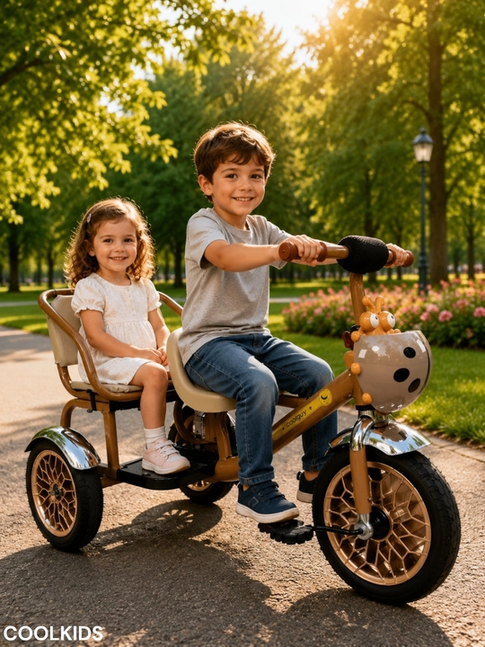Ikkita o’rindiqli uch g’ildirakli velosiped, 1-6 yoshdagi bolalar uchun, EVA g’ildiraklar