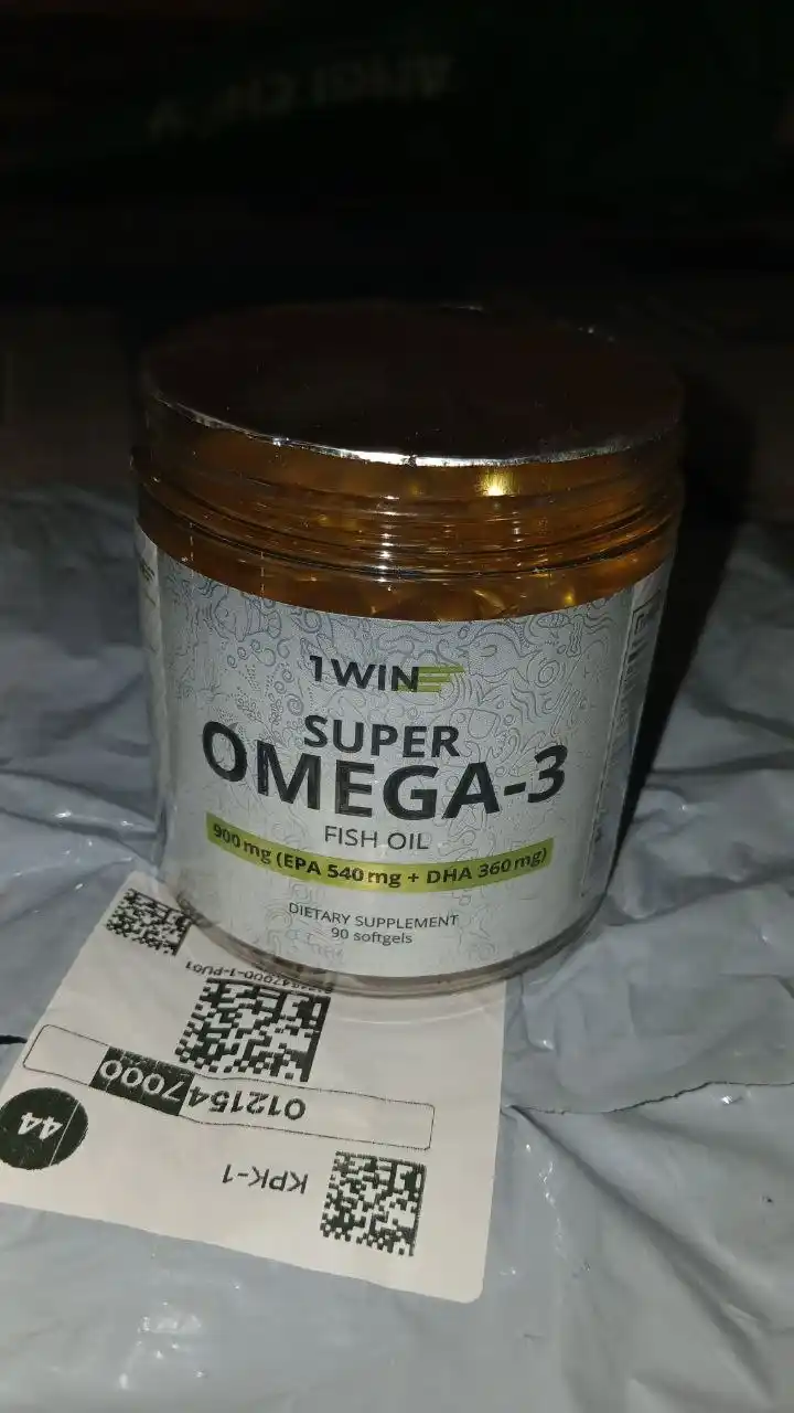 Omega-3 1WIN, рыбий жир из анчоусов, витамины для сердца, мозга и иммунитета, 900 мг
