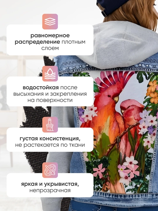 Акриловая краска для рисования по ткани Decola черная 50 мл
