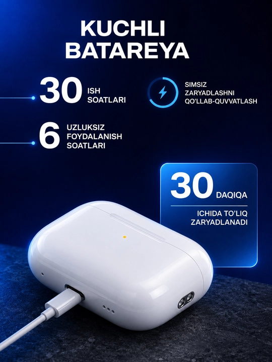 Simsiz quloqchin Pods Pro 2 ANC bluetooth naushnik Shovqinni kamaytirish ANC  tizimibor