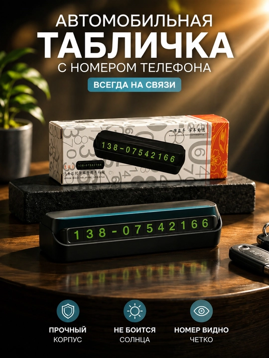 Avtomobil uchun telefon raqami korsatkichi parkovka uchun avtovizitka - 