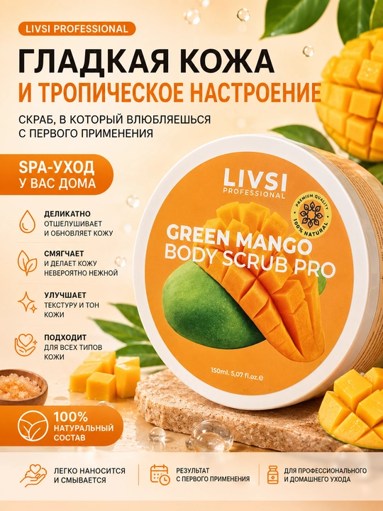 Скраб для тела LIVSI Professional, для очищения и смягчения кожи, SPA-уход, 150 мл - 