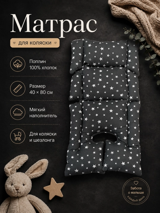 Матрас для детской коляски, для автокресло, матрас на шезлонг, на стульчик