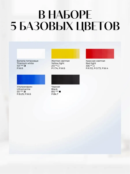 Akril bo‘yoqlar badiiy Nevskaya palitra Sonet, 5 rang har biri 75 ml 2841484
