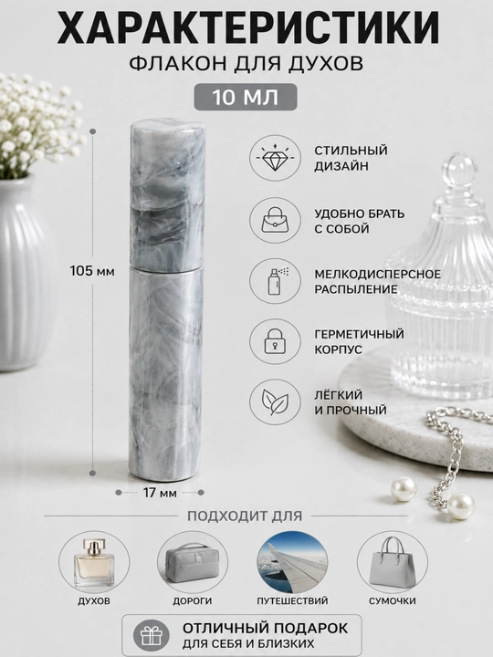 Флакон для духов MIX-ORA парфюмерный стеклянный с распылителем