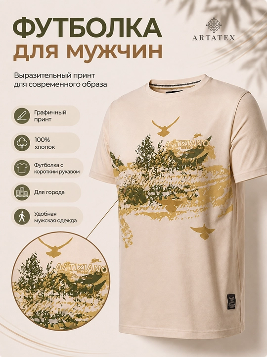 Erkaklar futbolkasi, printli, 100% paxta, qisqa yengli, yozgi futbolka - 