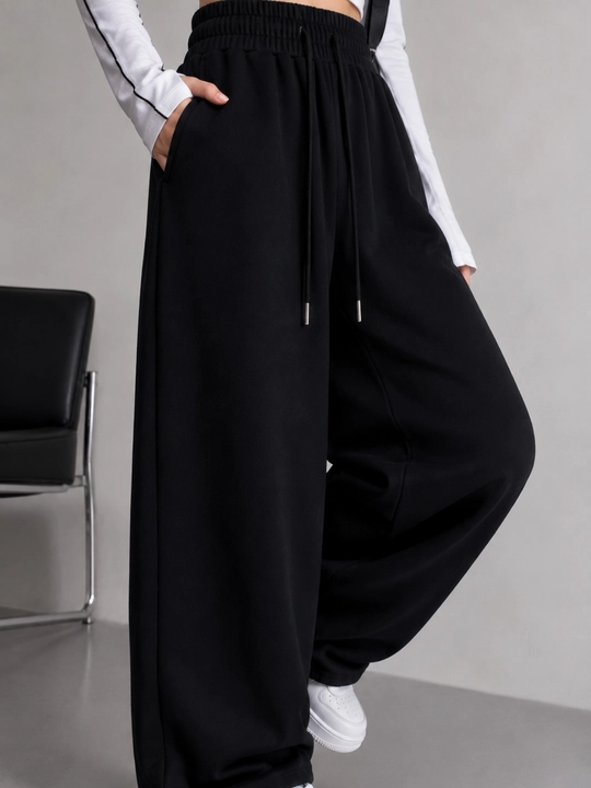 Ayollar keng kundalik shimi, baland o‘rindiqli, bog‘ichli, Wide Leg