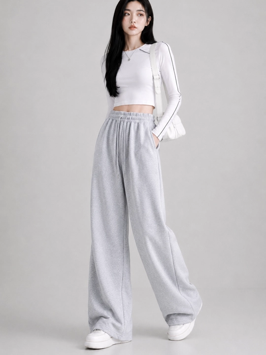 Ayollar keng kundalik shimi, baland o‘rindiqli, bog‘ichli, Wide Leg