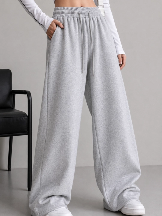 Ayollar keng kundalik shimi, baland o‘rindiqli, bog‘ichli, Wide Leg
