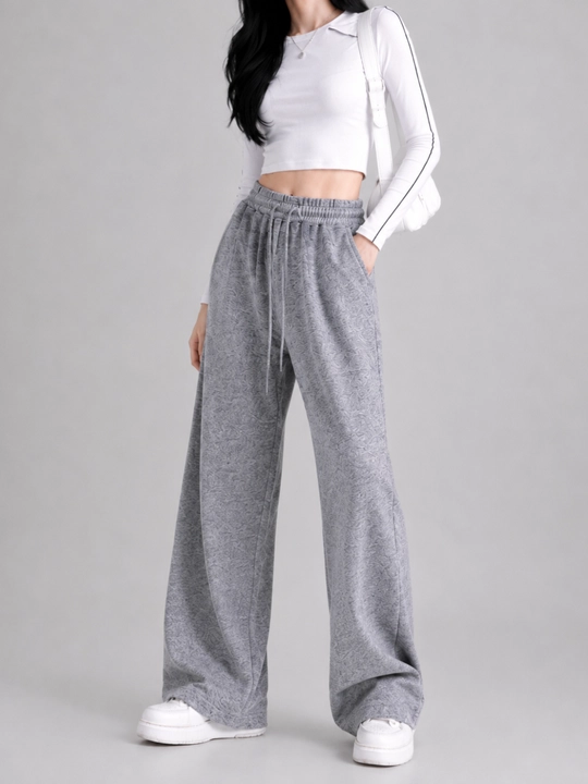 Ayollar keng kundalik shimi, baland o‘rindiqli, bog‘ichli, Wide Leg