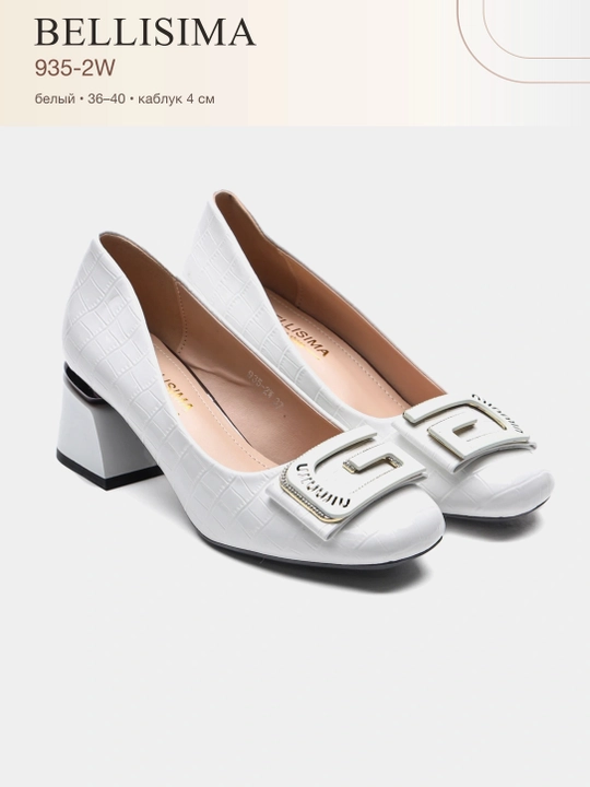 BELLISIMA 935-2W‘ sun’iy charmli ayollar tuflisi, 4 sm poshna, 3 rang, 36–40 - 