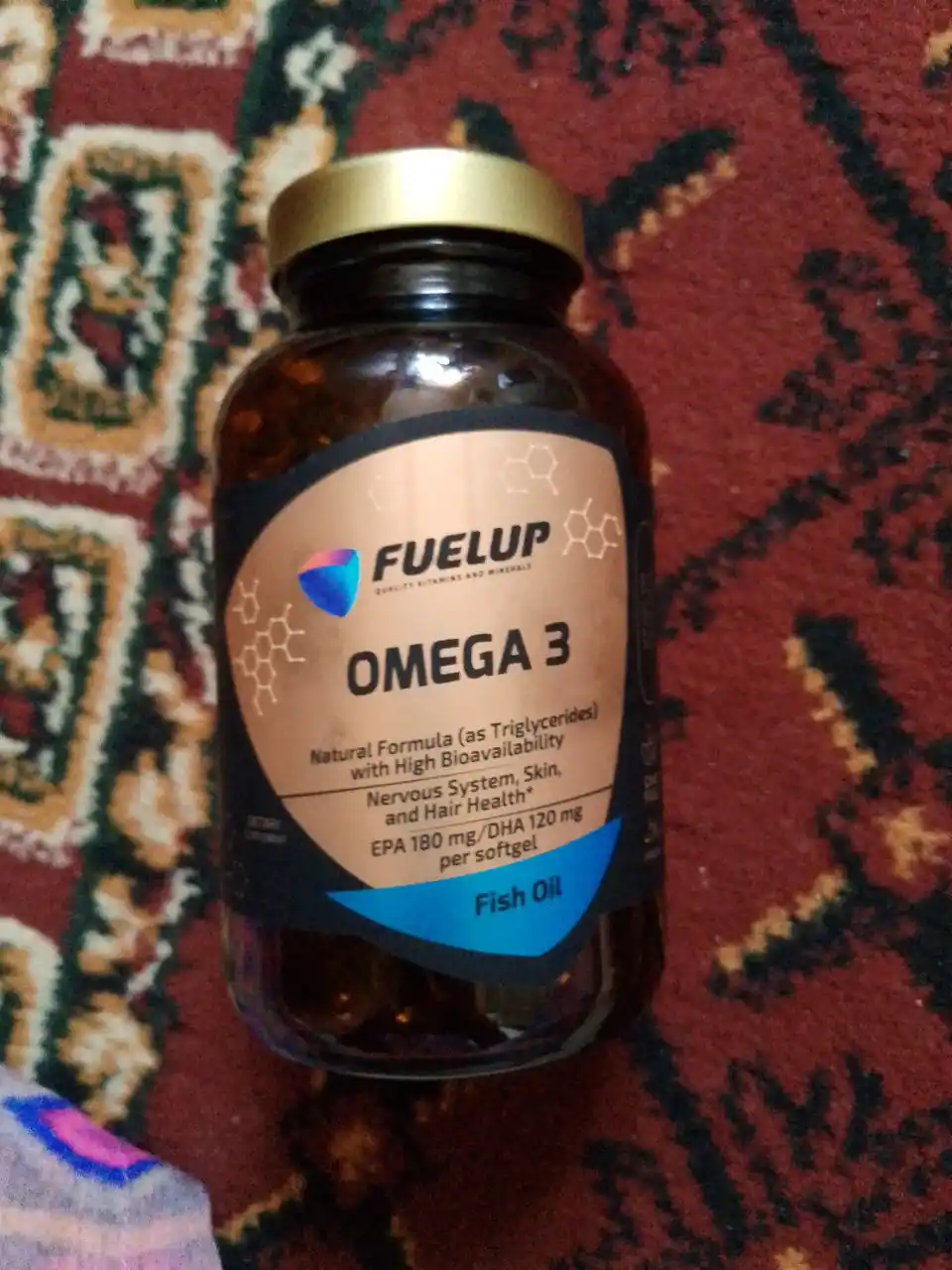 Омега 3 (Omega 3) Рыбий жир 1000мг 90 софтгель baliq yo'gi FUEL UP стекляная упаковка