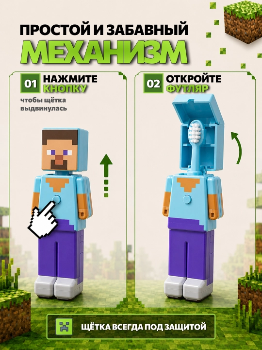 Детская зубная щетка, зубная щетка для детей, Minecraft, Марио, Лабубу, Зоотопия