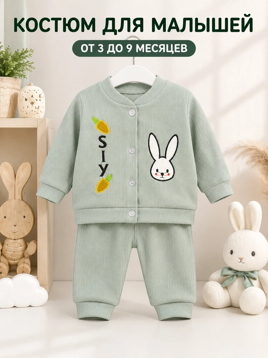 Костюм для малышей, кофта и брюки, комплект 2 предмета, 3–9 месяцев