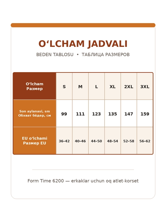 Form Time Seamless 6200 erkaklar uchun dikişsiz toparlovchi atlet-korset, oq, S–3XL