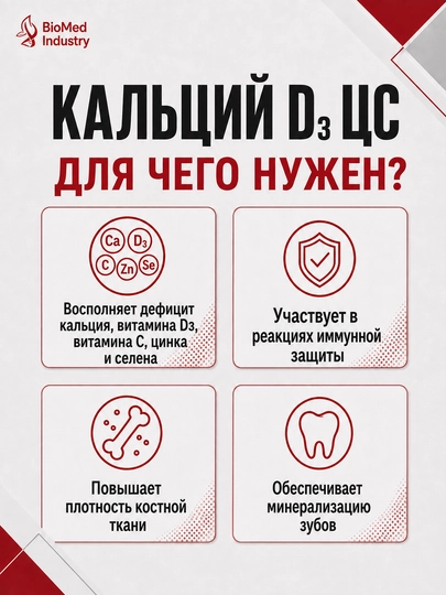 Kalsiy D3 CS — suyak va tishlar uchun vitamin-mineral majmua, 60 tabletka