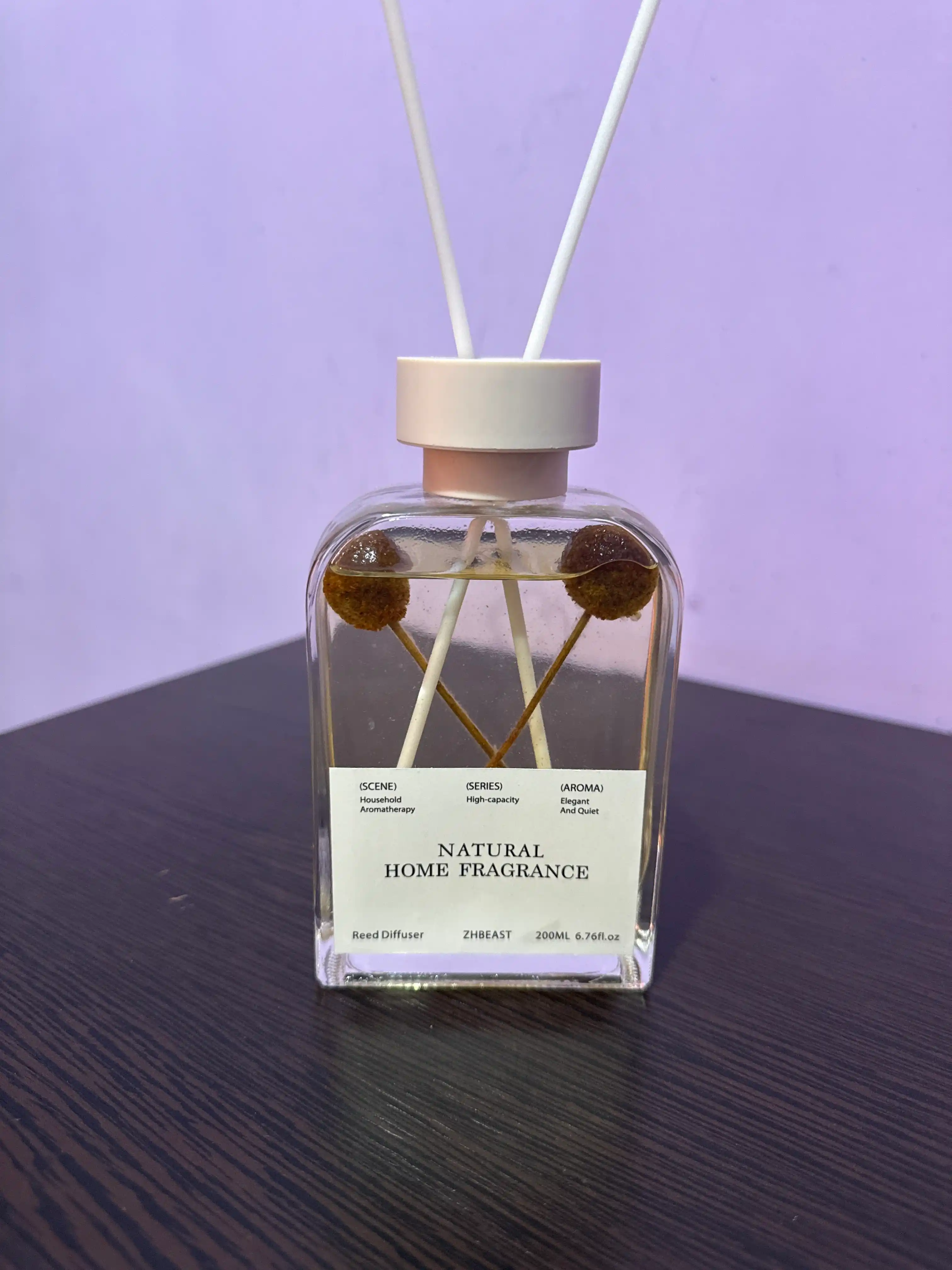 Xushbo‘y diffuzor, ichida o‘simliklar bilan, 200 ml - xushbo‘y, uy uchun, tayoqchalar bilan
