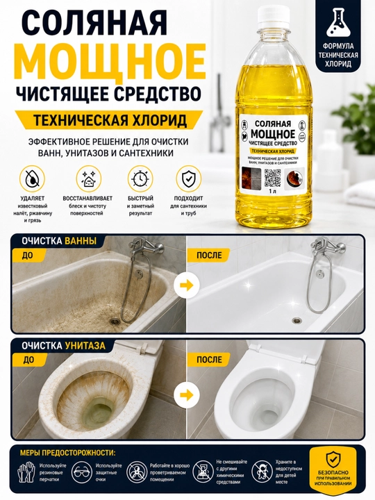 Сильное чистящее средство на основе соляной средство против ржавчины и налёта
