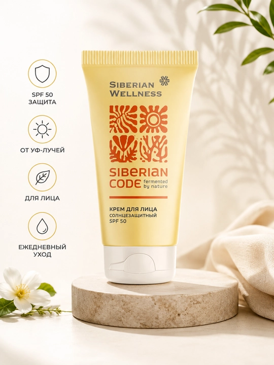 Солнцезащитный крем для лица Siberian Wellness Siberian Code SPF 50, 50 мл - 