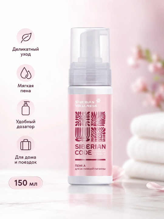 Intim gigiyena uchun ko‘pik Siberian Code Siberian Wellness, 150 ml - 