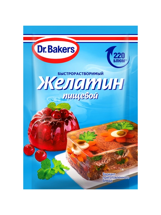 Желатин пищевой Dr.Bakers быстрорастворимый, 10 г
