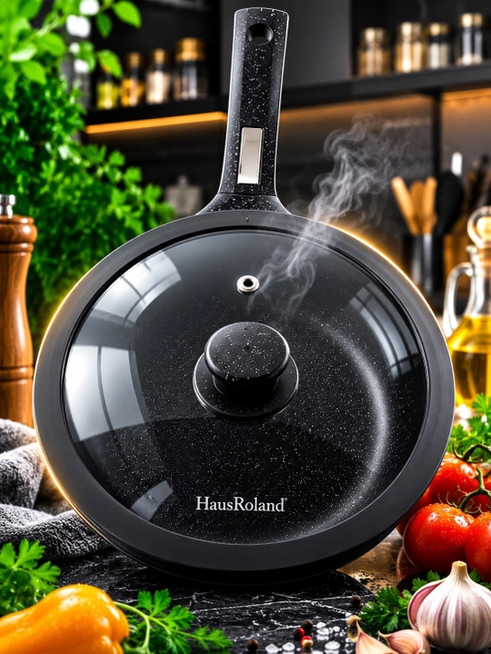 Сковорода HausRoland глубокая с крышкой HR154-2, 24×5,5 см - 