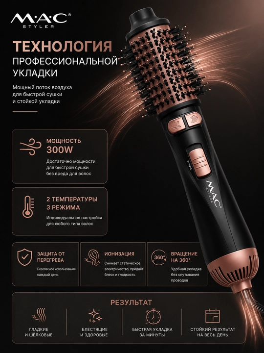 Фен-стайлер 7 в 1, Coanda, фен-щетка, стайлер для волос, локоны, MAC Styler, 110000 RPM