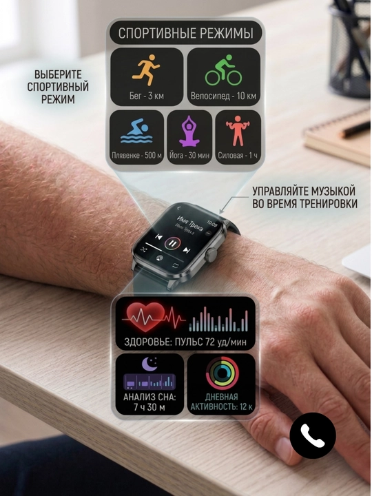 Смарт-часы, звонки по Bluetooth, для мужчин и женщин