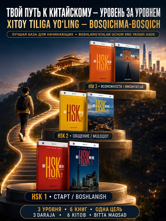 Xitoy tili kitobi HSK 1, 2, 3 darslik to'plami Student's book+Workbook, New HSK 3.0 A4 A5