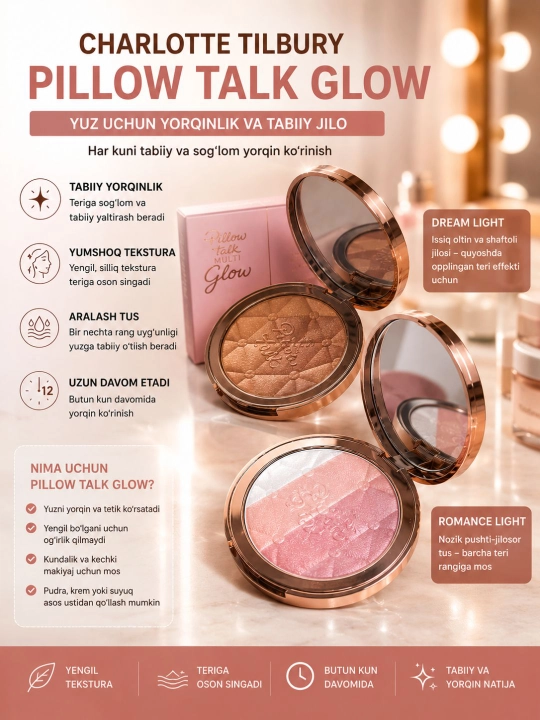 Charlotte Tilbury Pillow Talk Multi-Glow – Многофункциональный хайлайтер для лица, 7 г - 