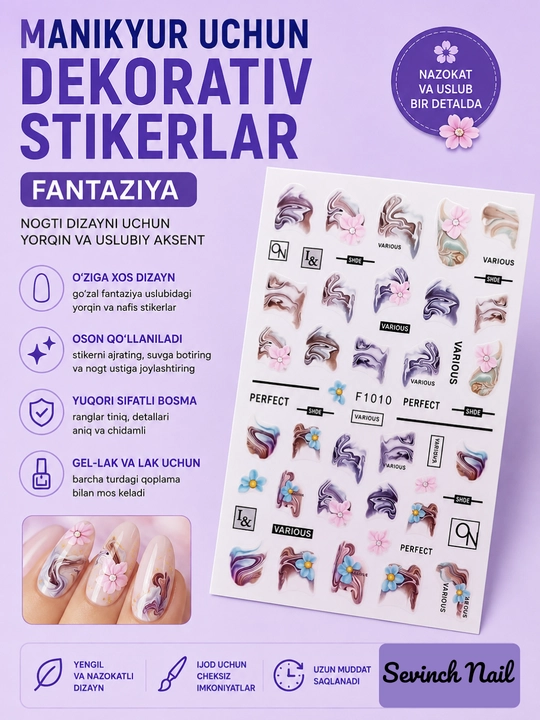 Manikyur uchun dekorativ stikerlar Fantaziya - 