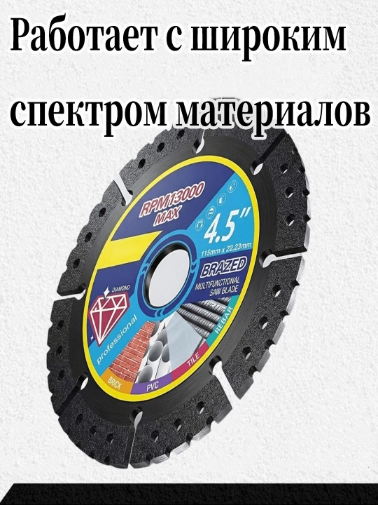 Многофункциональный отрезной диск – для металла, дерева и пластика, 115мм, 1 шт