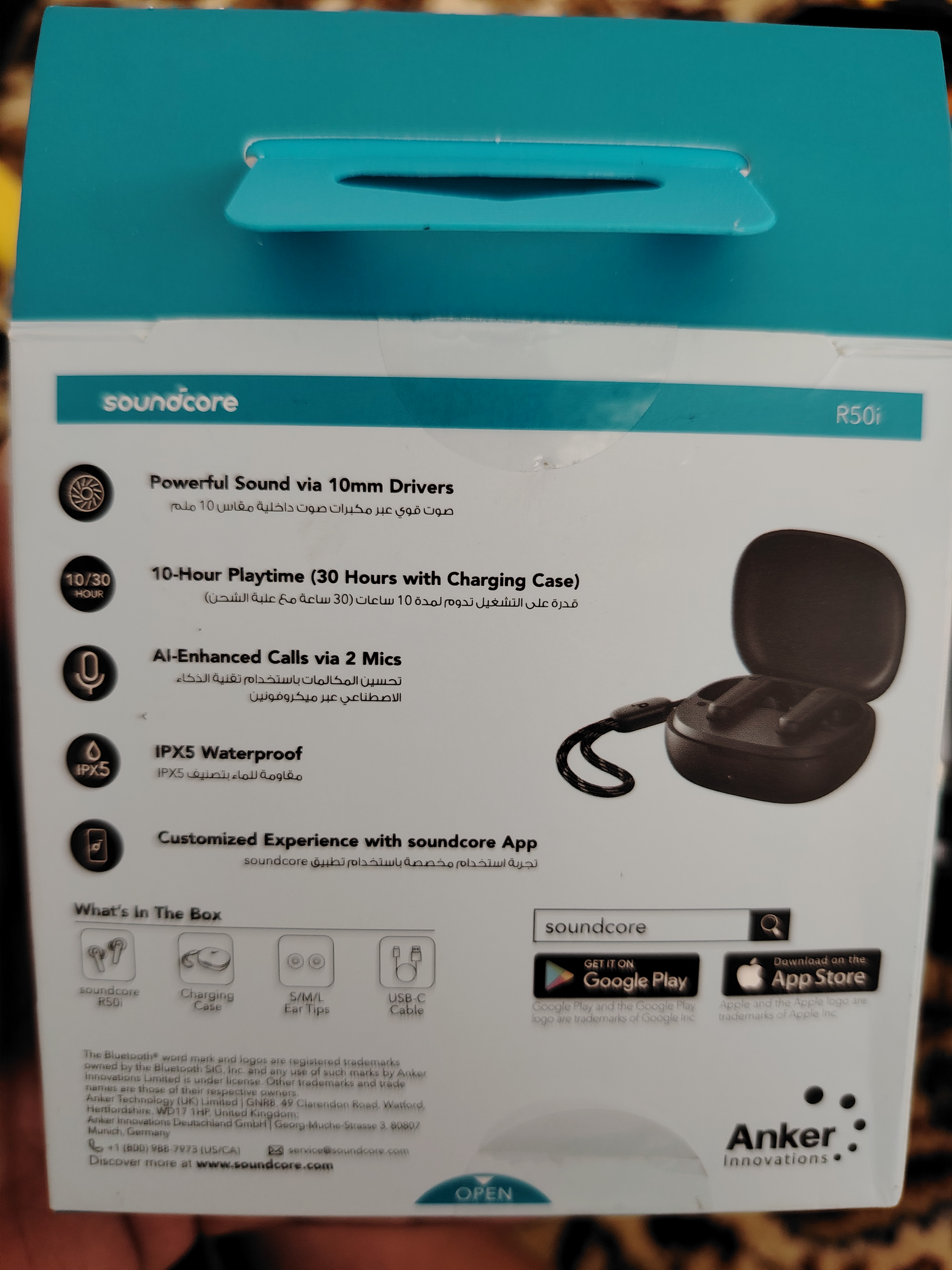 Simsiz quloqchinlar Anker Soundcore R50i AI ENC, Game Mode va shnuri bilan, global versiya