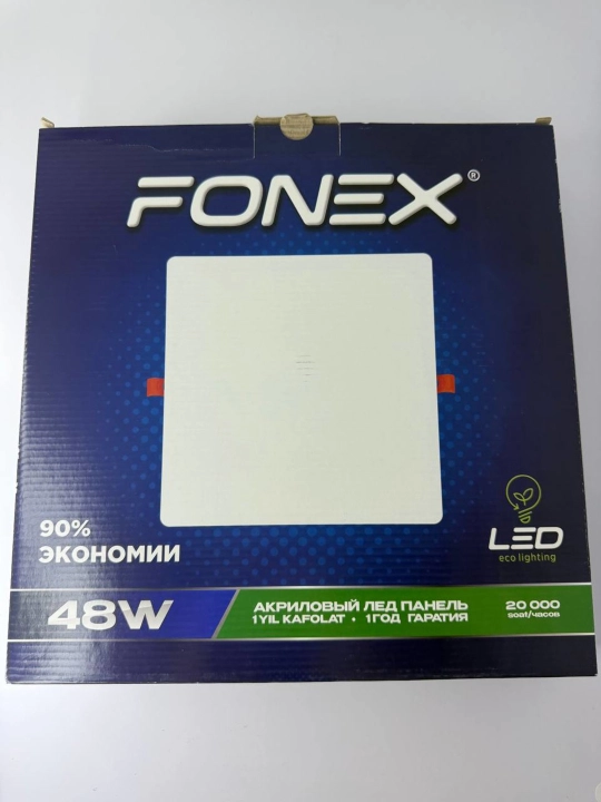 FONEX LED To`rtburchak akril paneli ichki 10-18-24-36-48 W