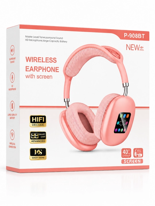P-908BT simsiz Bluetooth sensorli ekran va mikrofonli quloqchinlar