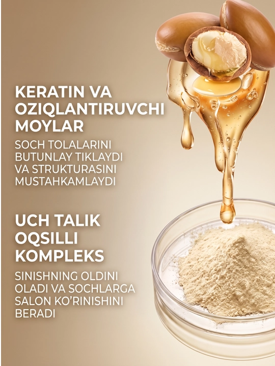 Keratinli shampun, barcha turdagi sochlar uchun, 600 ml