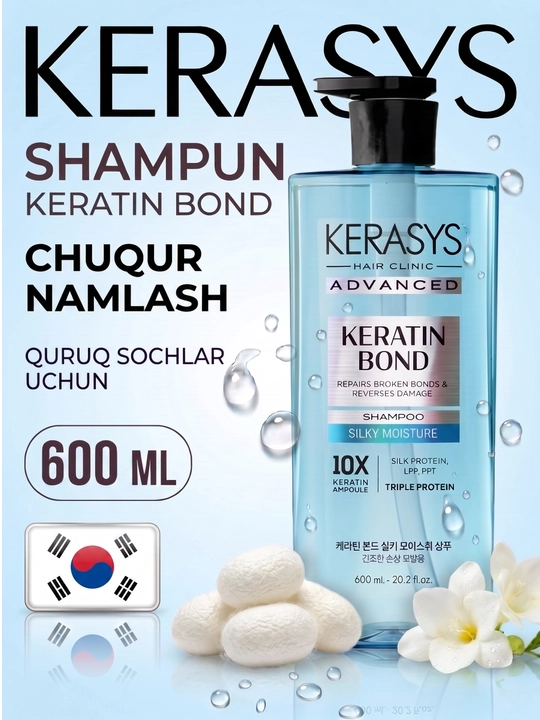 Keratinli shampun, barcha turdagi sochlar uchun, 600 ml