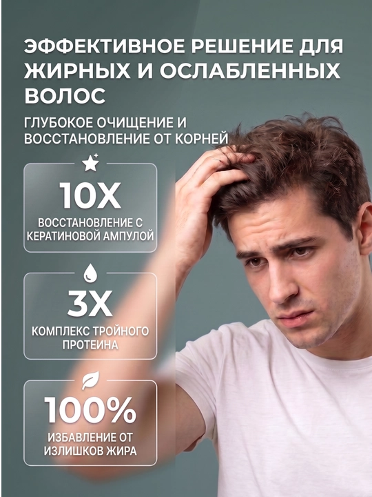 Keratinli shampun, barcha turdagi sochlar uchun, 600 ml