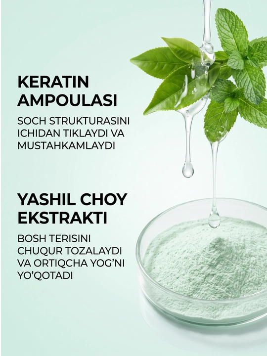 Keratinli shampun, barcha turdagi sochlar uchun, 600 ml