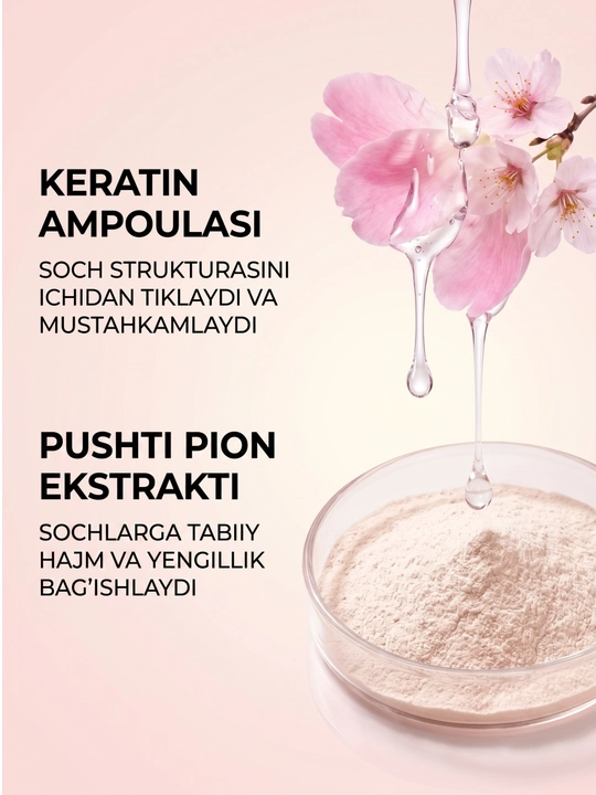Keratinli shampun, barcha turdagi sochlar uchun, 600 ml