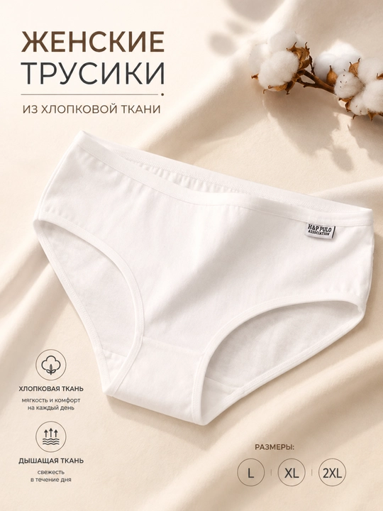 Женские хлопковые трусы, мягкое дышащее нижнее бельё на каждый день, L–2XL - 