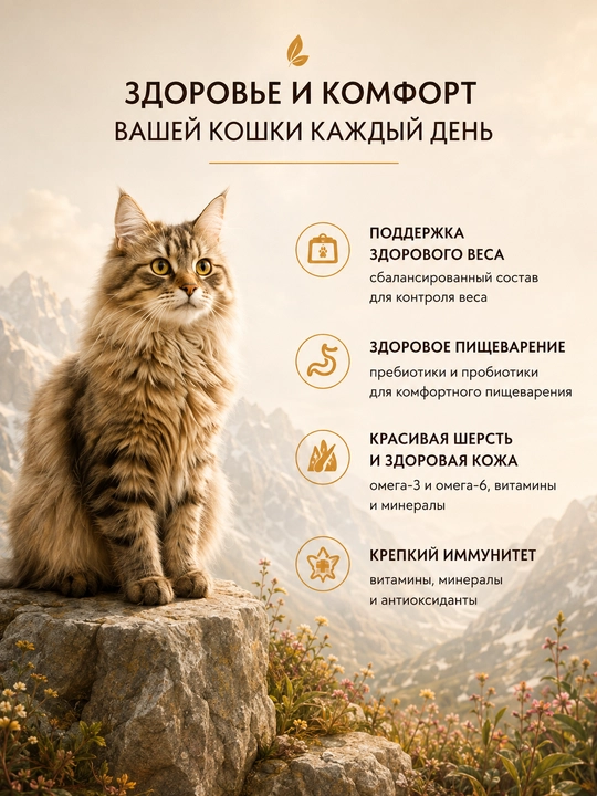 Grandorf uy mushuklari uchun quruq ovqat, qo'zichoq va kurka go'shti bilan, 2 kg